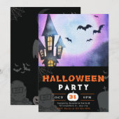 Invitation Hauné Pleine lune de maison chauves-chauves-souris (Devant / Derrière)