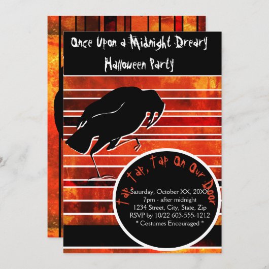 Invitation Hauning Raven Poe Inspiré Plus Halloween En (Devant / Derrière)