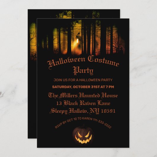 Invitation Haunted Forest Halloween Party (Devant / Derrière)