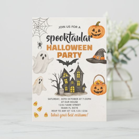 Invitation Haunted Halloween Celebration (Debout devant)
