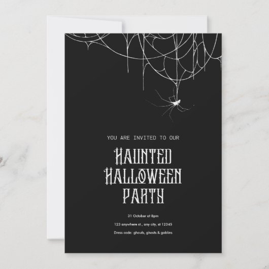 Invitation Haunted Halloween Party Spider Web (Devant)