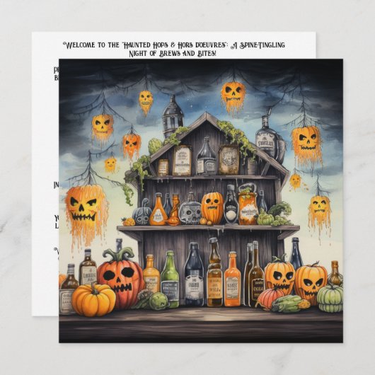 Invitation 👻 🍺 "Haunted Hops & Hors d'oeuvres" 🍺 👻 (Devant / Derrière)