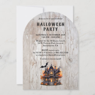 Invitation Haunted House Bats Jack O’Lantern Halloween Party
