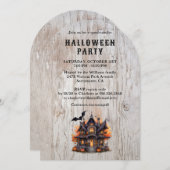 Invitation Haunted House Bats Jack O’Lantern Halloween Party (Devant / Derrière)