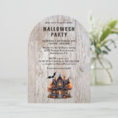 Invitation Haunted House Bats Jack O’Lantern Halloween Party (Debout devant)