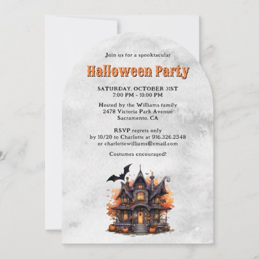 Invitation Haunted House Citrouille Éffrayant Parti Halloween (Devant)