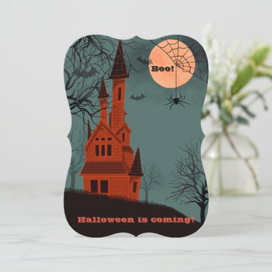 Invitation Haunted House Custom Text Éffrayant Fun (Debout devant)