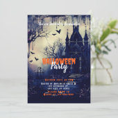 Invitation Haunted House Flying Bats Déplaisant Halloween Par (Debout devant)