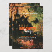 Invitation Haunted House Ghosts Effrayant Halloween Party (Devant / Derrière)