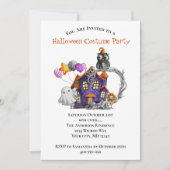 Invitation Haunted House Ghosts Owls Balloon Halloween Party (Devant)