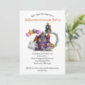 Invitation Haunted House Ghosts Owls Balloon Halloween Party (Debout devant)