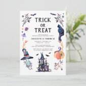 Invitation Haunted House Halloween fête d'anniversaire (Debout devant)