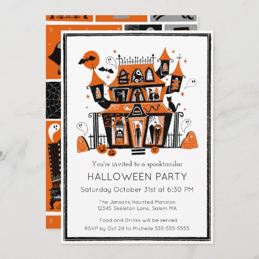 Invitation Haunted House Halloween Party (Devant / Derrière)