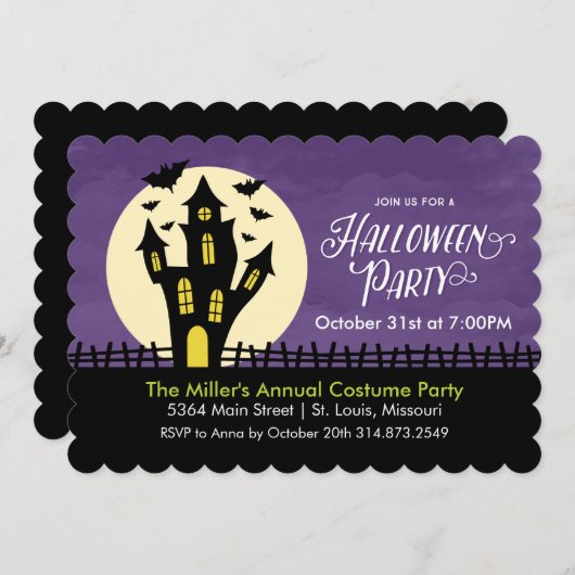 Invitation Haunted House Halloween Party (Devant / Derrière)