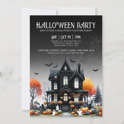 Invitation Haunted House Halloween Party (Devant)