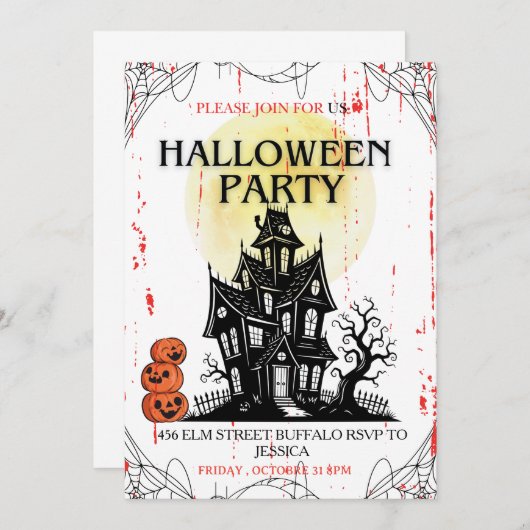 Invitation Haunted House Halloween Party Invitation! (Devant / Derrière)