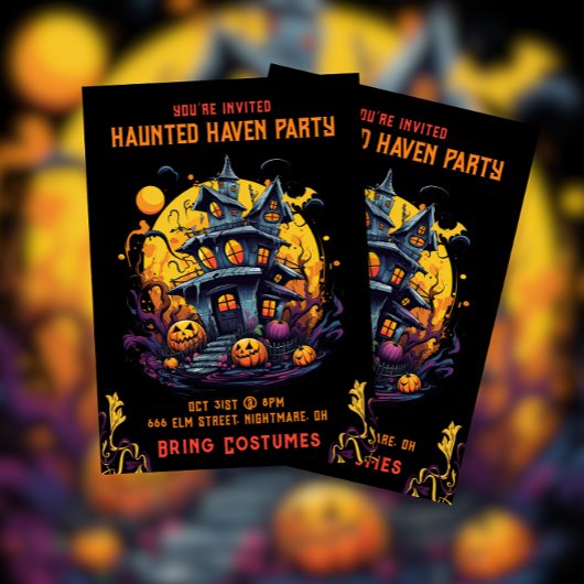 Invitation Haunted House Haven Halloween Party