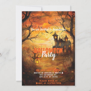 Invitation Haunted House Jack-o' Lanterns Halloween Party