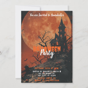 Invitation Haunted House Pleine lune Citrouilles Halloween Pa