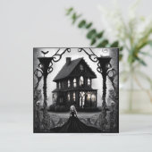 Invitation Haunted Mansion et Gothic Woman Halloween (Debout devant)