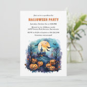 Invitation Haunted Mansion Moon Bats Citrouille Halloween Par (Debout devant)