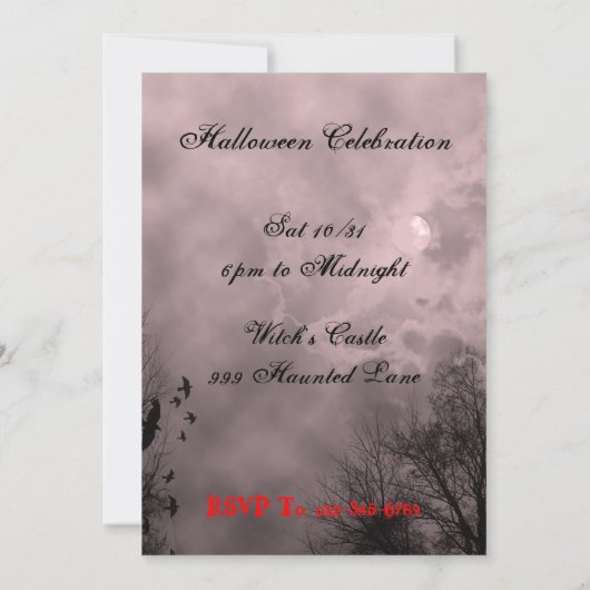 Invitation Haunted Sky Custom Halloween Modèle d'invitation (Dos)