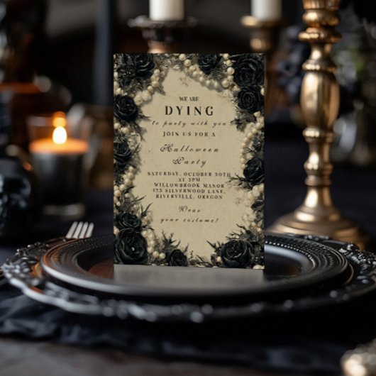 Invitation Haunting Black Rose Halloween Célébration