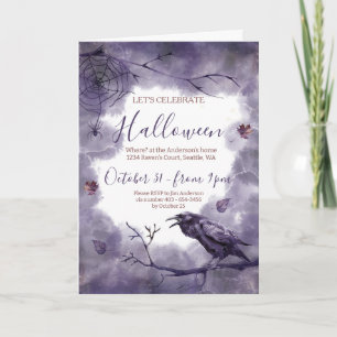 Invitation Hauntingly Beauty Purple Raven Halloween Party