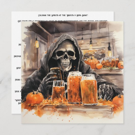 Invitation 👻 🍻 "Haunts & Hops Bash" ! 🍻 👻 Halloween (Devant / Derrière)