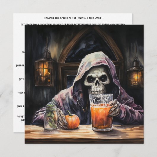Invitation 👻 🍻 "Haunts & Hops Bash" ! 🍻 👻 Halloween (Devant / Derrière)
