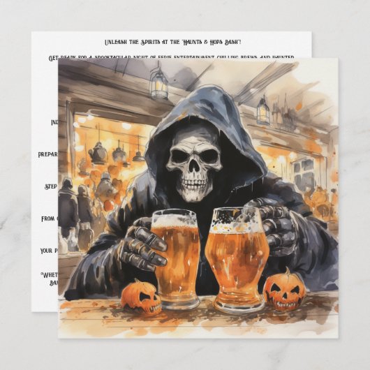 Invitation 👻 🍻 "Haunts & Hops Bash" ! 🍻 👻 Halloween (Devant / Derrière)