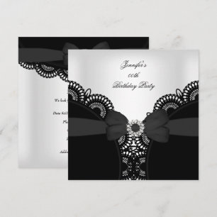 Invitation Haut à diamants en dentelle noir et blanc pour fêt