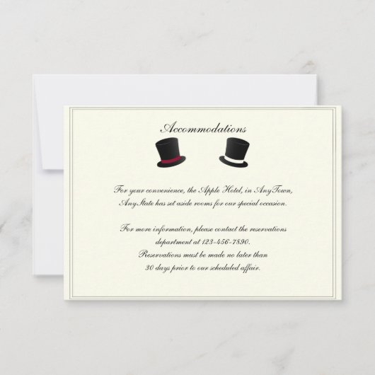 Invitation Haut chapeaux et Cravates de Bow Mariage gay Insér (Devant)