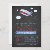 Invitation Haut et loin mignon avion chalkboard anniversaire (Devant)
