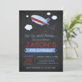 Invitation Haut et loin mignon avion chalkboard anniversaire (Debout devant)