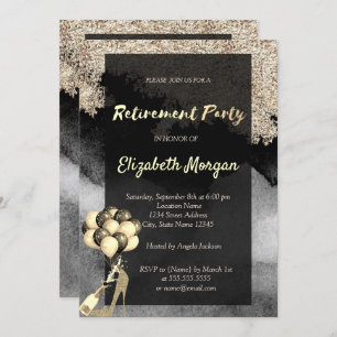 Invitation Haut talon, Ballons, Parti de retraite Confetti