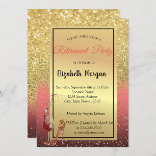 Invitation Haut talon, Verre à vin, Rouge, Parti de retraite