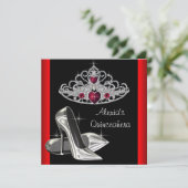 Invitation Haut talons Tiara Rouge Noir Quinceanea (Debout devant)