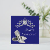 Invitation Haut talons Tiara Royal Blue Quinceanera (Debout devant)