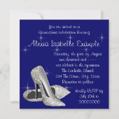 Invitation Haut talons Tiara Royal Blue Quinceanera (Dos)