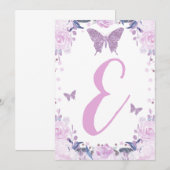 Invitation Haute Chaise Papillon 1er Anniversaire Lettre 3e (Devant / Derrière)