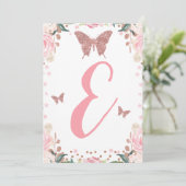 Invitation Haute Chaise Papillon rose 1er Anniversaire Lettre (Debout devant)