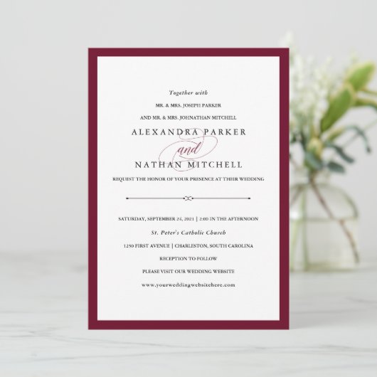 Invitation Haute Couture | Mariage Marsala (Debout devant)