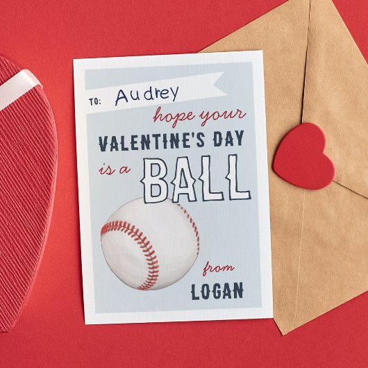Invitation "Have a Ball" Baseball Valentine's Day Card