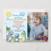 Invitation Have fun like a Dinosaur, Birthday boy with photo (Devant)