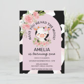 Invitation Have You Heard the Moos Pink Cow Print Birthday (Debout devant)