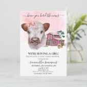 Invitation Have you Herd the News Girl Highland Cow Calf   (Debout devant)