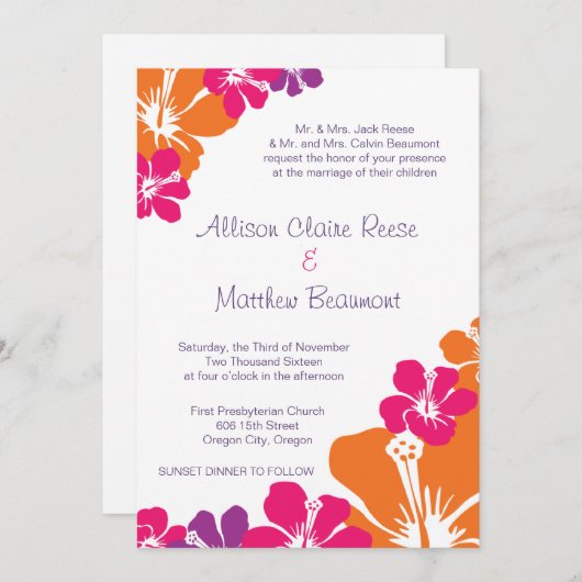 Invitation hawaïen (Devant / Derrière)