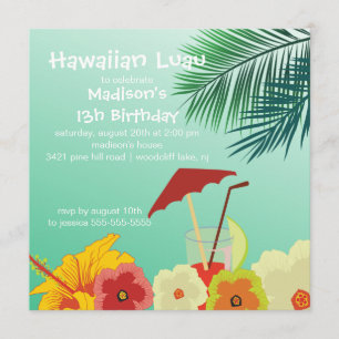 Invitation hawaïenne de fête d'anniversaire de