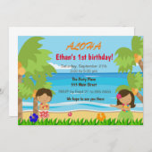 Invitation hawaïenne de partie d'anniversaire de (Devant / Derrière)